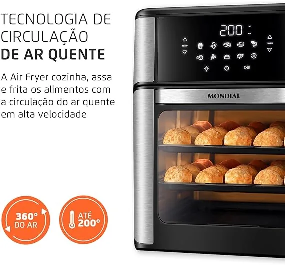 Detalhes da Air Fryer Forno Mondial 12L